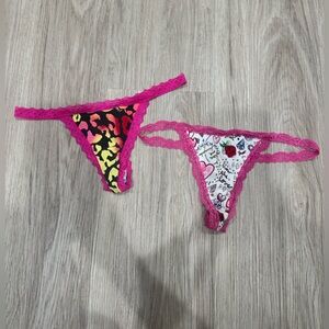 PINK Victoria’s Secret XS Lace Thong Bundle NWOT Y2K Fun Prints 🩷